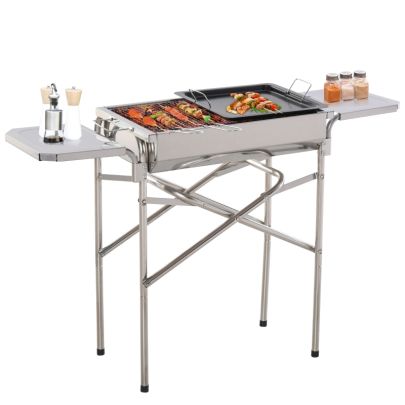 Charcoal BBQ Grill Stainless Steel68x30x104 cm Silver