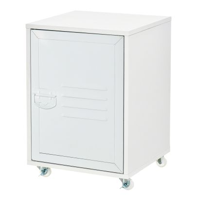 Rolling Storage Cabinet File Cabinet With Adjustable Shelf, Metal Door White