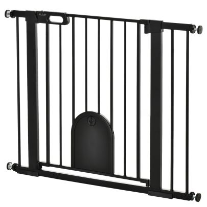  75-103 cm Extra Wide Pet Safety Gate, Stair Pressure Fit, Double Locking for Doorways, Hallways, Black