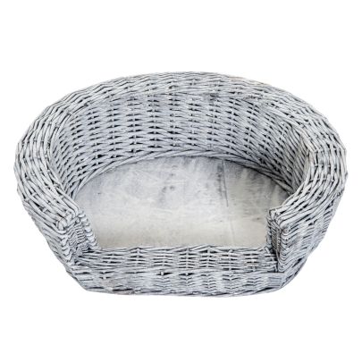  Pet Basket Sofa Bed, 57Lx46Wx17.5H cm, Willow Rattan-Grey