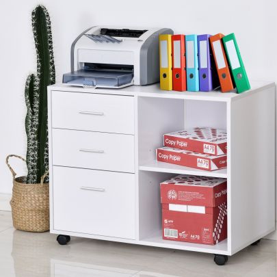  Particle Board Rolling Storage Cabinet White
