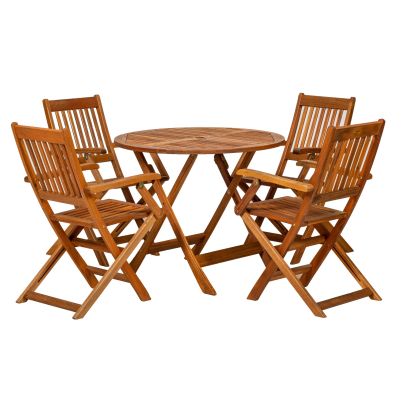 Manhattan Wood 4 Seater Dining Set With Round Table In Wood