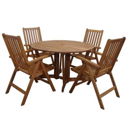 Henley Wood 4 Seater Dining Set With Round Table In Wood