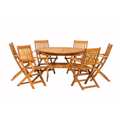 Turnbury Wood 6 Seater Dining Set With Ellipse Table In Wood