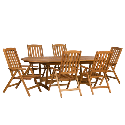 Edinburgh Wood 6 Seater Dining Set With Ellipse Table In Wood