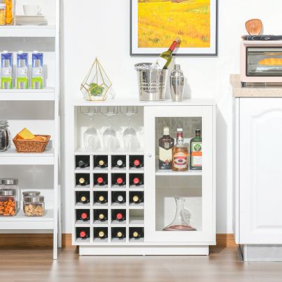  Modern Sideboard Wine Cabinet Cupboard with Glass Holder & 20-Bottle Wine Rack