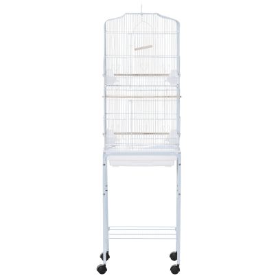  153cm Metal Bird Cockatoo Parrot Cage w/Breeding Stand Feeding Tray Wheels Removable White