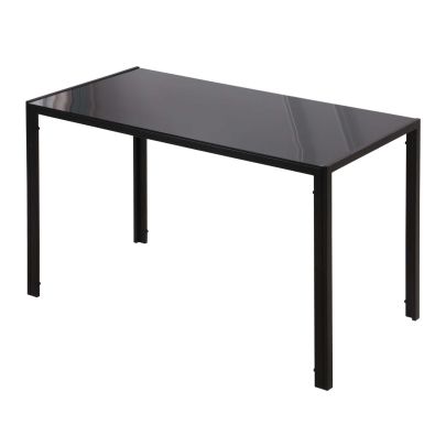  Modern Rectangular Dining Table, Seats 4, with Tempered Glass Top Metal Legs