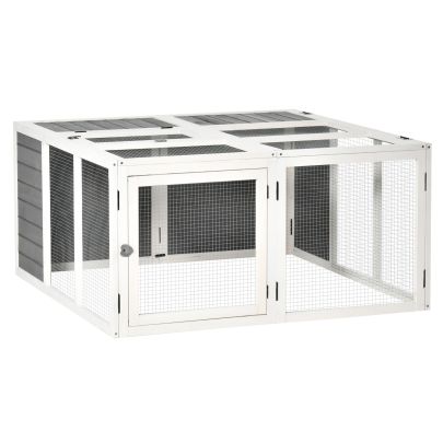  Rabbit Hutch Small Animal Guinea Pig House with Openable Roof Skylight Door