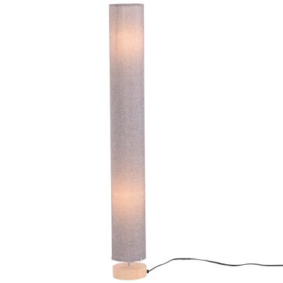  120H cm Wooden Base Floor Lamp W/Linen Fabric-Grey