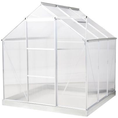  6x6ft Walk-In Polycarbonate Greenhouse w/ Window Clear