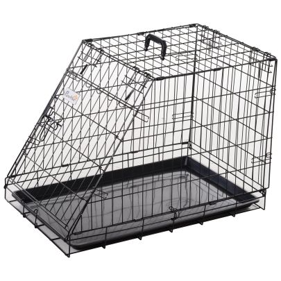  Dogs Metal Collapsible Medium Transport Crate w/ Removeable Tray Black