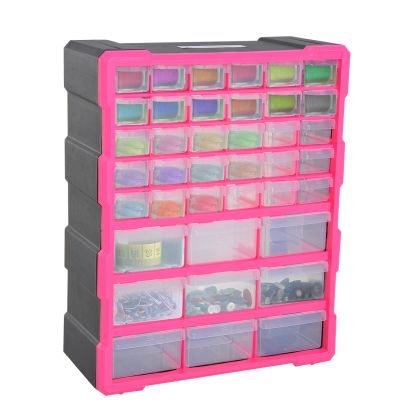 DURHAND 39 Drawer Storage Cabinets, 38Lx16Dx47.5H cm, Plastic-Rose Red 