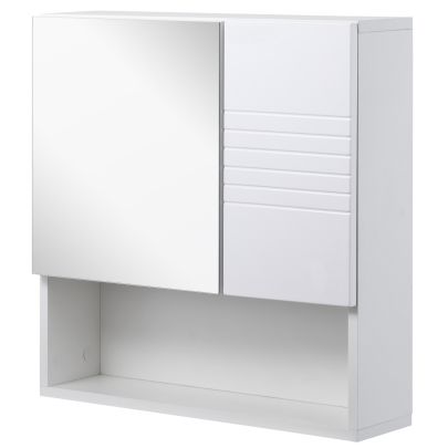 kleankin Bathroom Mirror Cabinet Double Door Wall Mount Cabinet with Adjustable Shelf