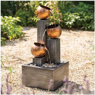 Three Copper Bowls Modern Water Feature