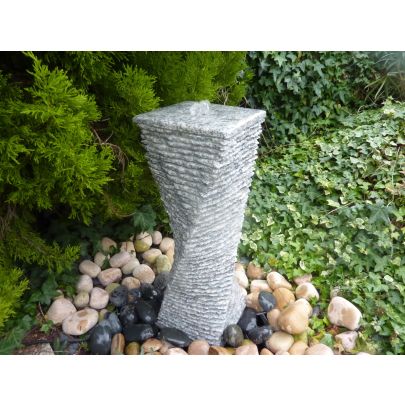 Eastern Grey Granite Twist Two Chiselled & Two Polished Sides (75x22x22) Water Feature