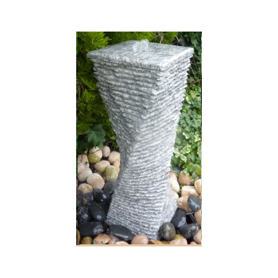 Eastern Grey Granite Twisted Fountain Chiselled All Sides (80x25x25) Water Feature