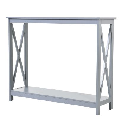  Grey Console Table with Shelf, Display Shelf Stand Furniture