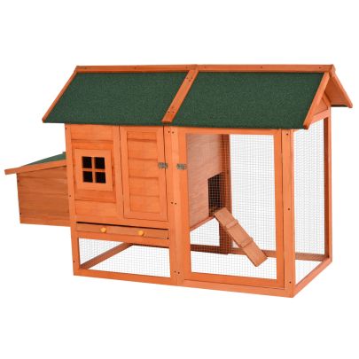  Chicken Coop Small Animal Habitat Hen House w/ Outside Run Nesting Box