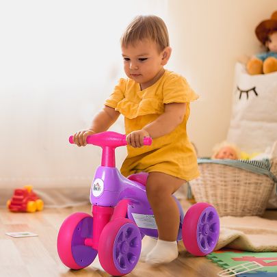 HOMCOM Toddler Training Walker Balance Ride-On Toy with Rubber Wheels Purple