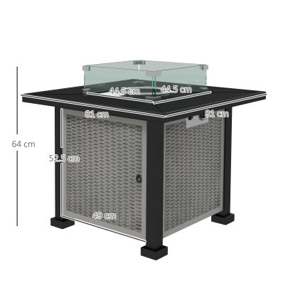 Outsunny 81 x 81cm 50,000 BTU Gas Fire Pit Table Grey