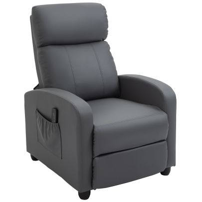  Recliner Sofa Chair PU Leather Massage Armcair w/ Remote Control, Grey