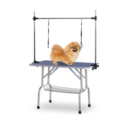  Dogs Adjustable Height Rubber Top Dog Grooming Table Blue