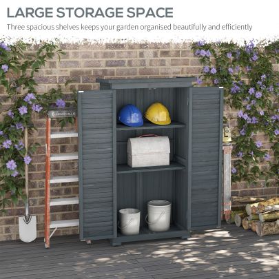 Outsunny 39.5 x 79cm Fir Wood Garden Shed Grey
