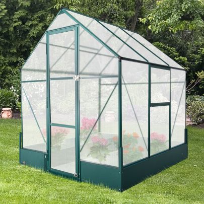  Walk-in Greenhouse Outdoor Temperature Controlled Window Foundation 6.2x6.2ft