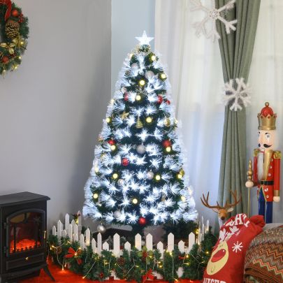   5ft White Light Artificial Christmas Tree w/ 180 LEDs Star Topper Tri-Base