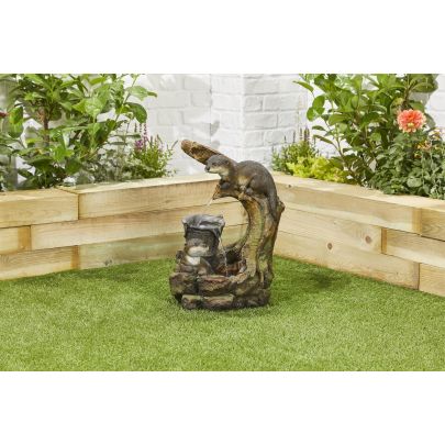 Kelkay Solar Otters Element with lights Water Feature
