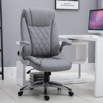 Vinsetto PU Leather Office Chair Ergonomic Chair 360° Rotation w/ Headrest in Grey