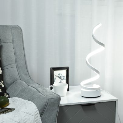  Wave-Shaped LED Table Lamp with Round Base for Home Office White