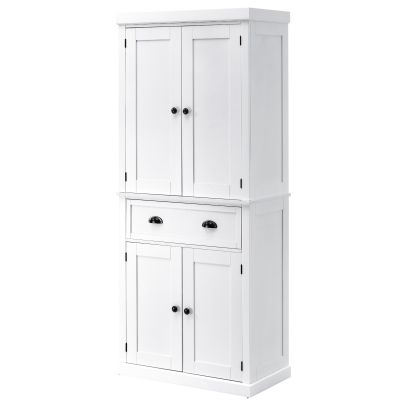  MDF Colonial Freestanding Kitchen Pantry Cabinet, 76 W x 40.5D x 184Hcm-White