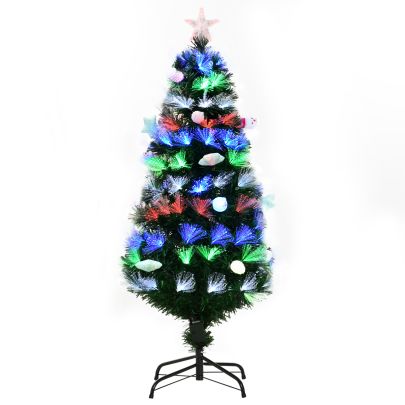 HOMCOM 4FT Pre-Lit Artificial Christmas Tree Home w/ Fibre Optic LED Light Decoration