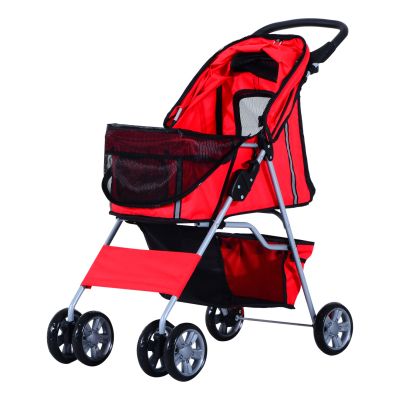  Dog Stroller Pushchair Pet 600D Oxford Cloth Pram Red - Suitable for Small Pets