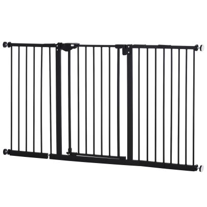  Pet Safety Gate Retractable Divider Home w/ 3 Extensions and Adjustable Screws