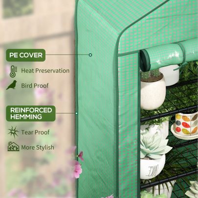 Outsunny Four Tier Mini Greenhouse, with Reinforced Plastic Cover