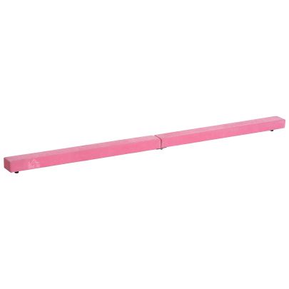  Suede Upholstered Wooden Folding Balance Beam Trainer Pink