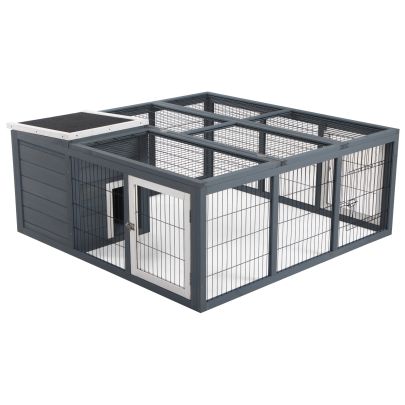  Rabbit Hutch Small Animal Guinea Pig House with Openable Main House & Run Roof