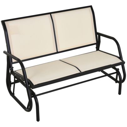 Outsunny 2-Person Outdoor Glider Bench Patio Double Swing Gliding Chair Loveseat w/Power Coated Steel Frame for Backyard Garden Porch, Beige