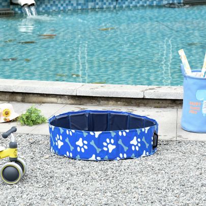  Dog Swimming Pool Foldable Pet Bathing Shower Tub Padding Pool Φ80×20Hcm XS