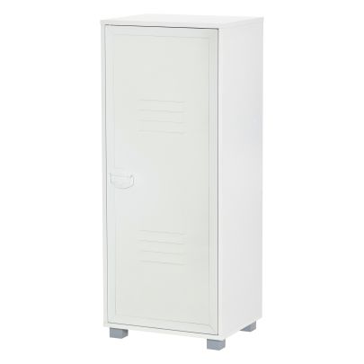 Modern 2-Tier Cabinet Storage Organizer with Louvered Metal Door White