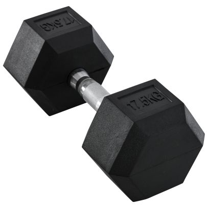 17.5KG Single Rubber Hex Dumbbell Portable Hand Weights Dumbbell Home Gym