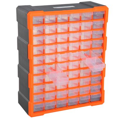 DURHAND 60 Drawer Storage Cabinets, 38Lx16Dx47.5H cm, Plastic-Orange 