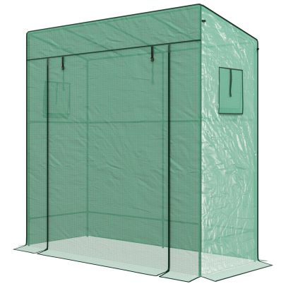Outsunny PE Cover Walk-in Outdoor Greenhouse, Green