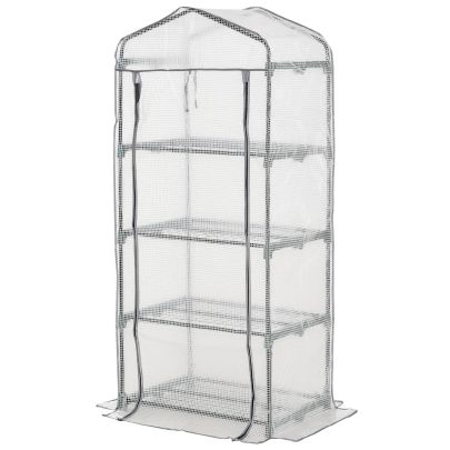  Portable 4-Tier Mini Greenhouse Plant Grow House Shed w/ Clear Cover Outdoor