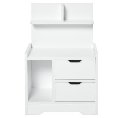  Bedside Table with 2 Drawers and Shelves Storage Organiser Bedroom Living Room