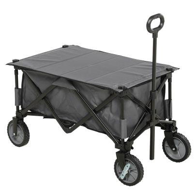 Outsunny Garden Trolley, Cargo Traile on Wheels, Folding Collapsible Camping Trolley, Outdoor Utility Wagon, Dark Grey
