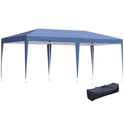 Outsunny Pop Up Gazebo, Double Roof Foldable Canopy Tent, Wedding Awning Canopy w/ Carrying Bag, 6 m x 3 m x 2.65 m, Blue